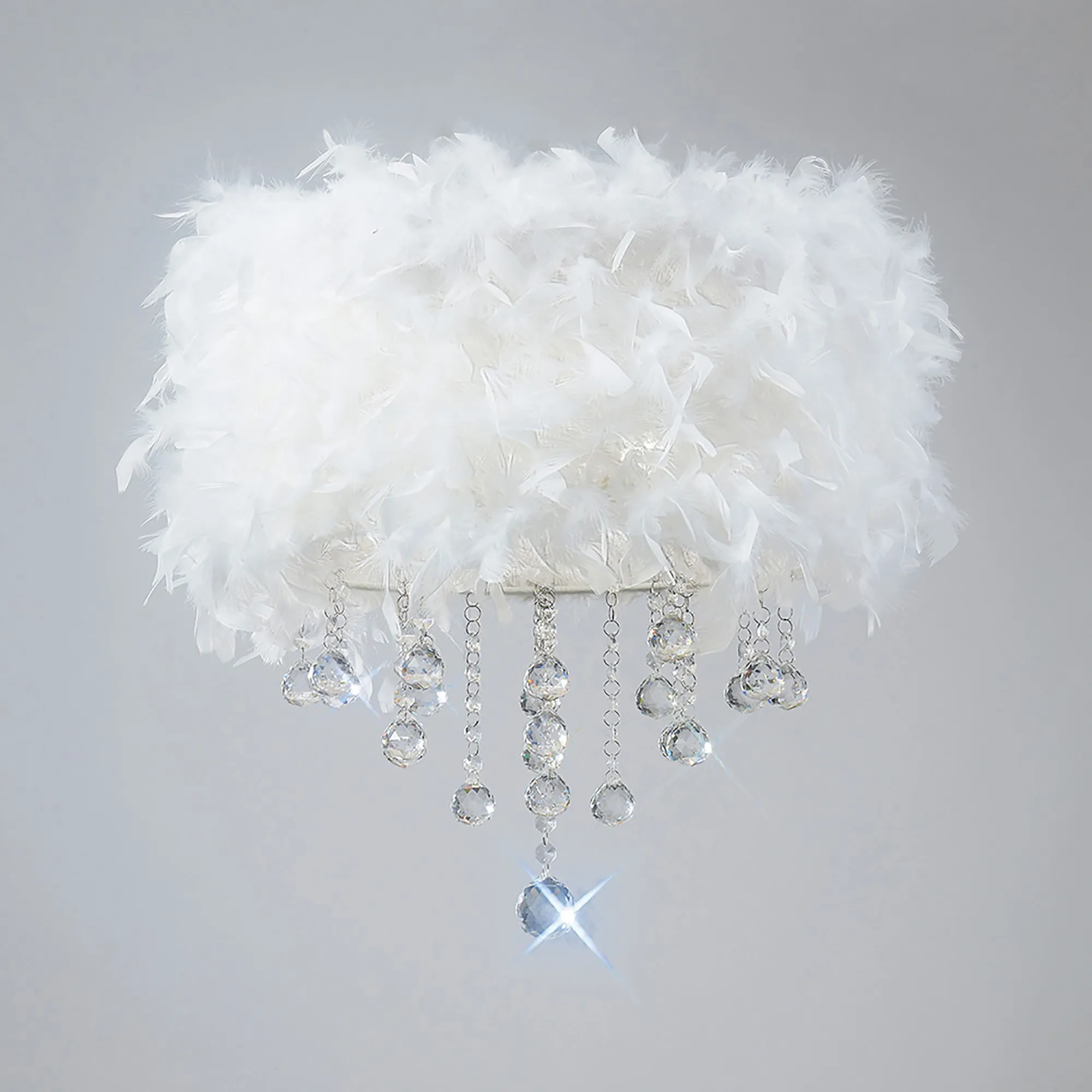 IL30741/WH  Ibis Crystal  Flush Ceiling With Feather Shade 3 Light